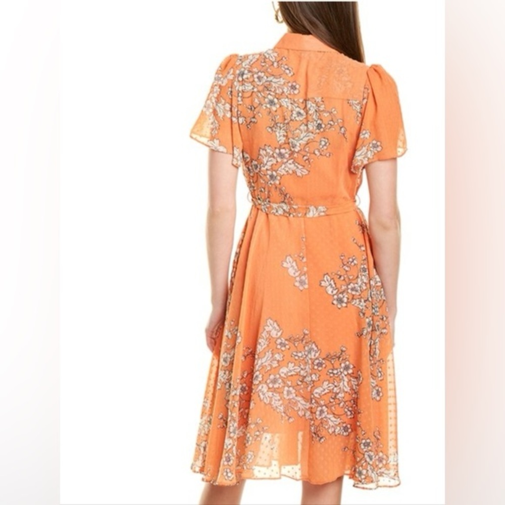 EUC Nanette Lepore Orange Floral Dress | Feminine Fit & Flare Cocktail Dress - Picture 2 of 5